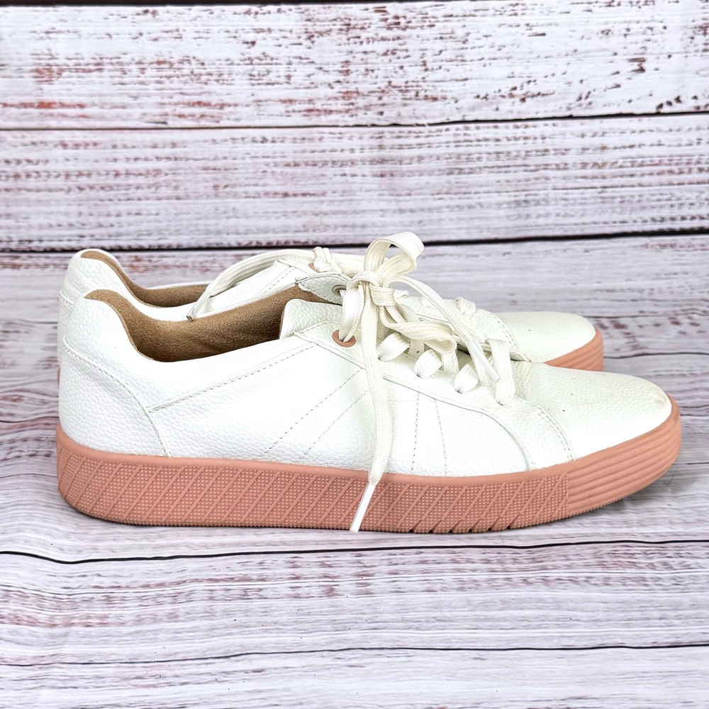 Soul Naturalizer Womens 7.5W White Pebbled Neela Sneakers Mauve Pink‎ Sole